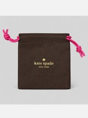 Kate Spade Brown Drawstring Dust Bag with Hot Pink Ties 5" x 6"